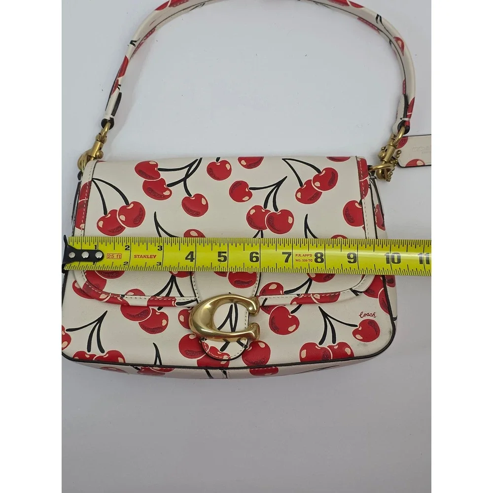 Coach Soft Tabby Shoulder Bag Cherry Print White Red CA110‎ Gold Hardware